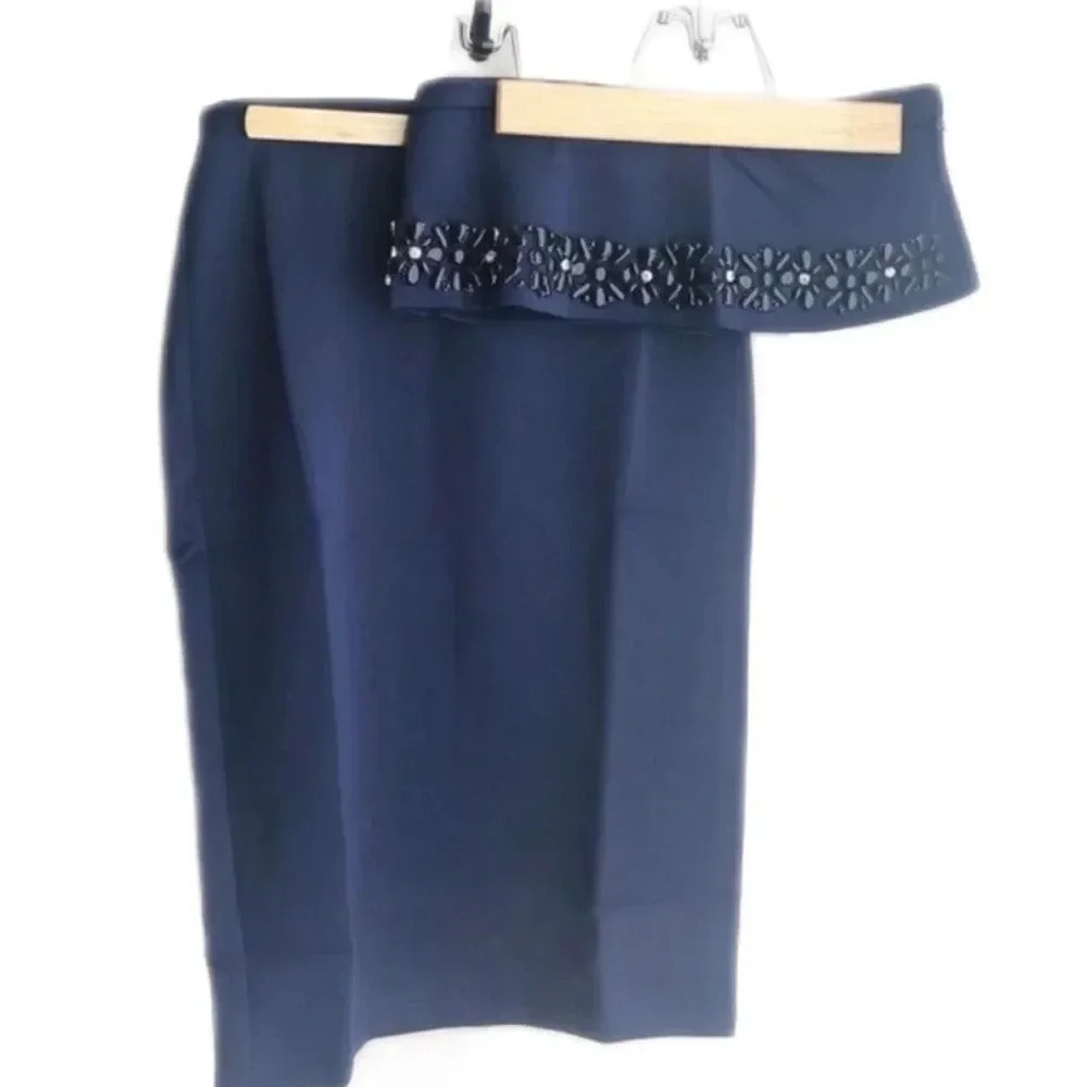 NWT Line & Dot Skirt Set Navy Sz XS